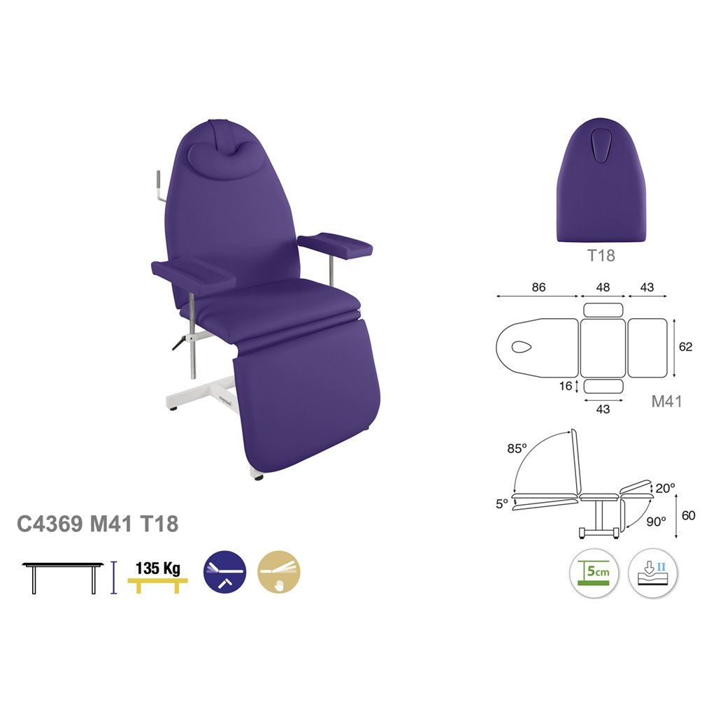 Fauteuil de prélèvement triplan synchronisé à hauteur fixe