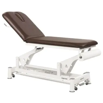 Ecopostural 2 section electric table with circular rail foot control C3533