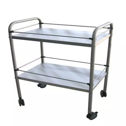 2 shelves inox trolley, with adjustable rail